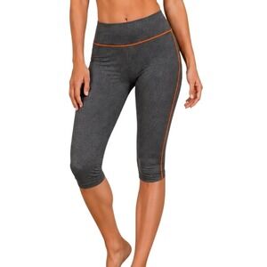 Gianni Bini Womens Gray‎ Capri Leggings Orange Trim Activewear Size Small
